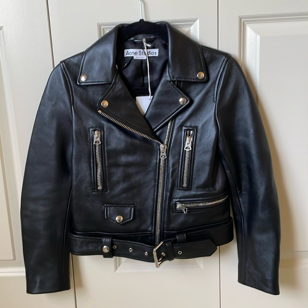 NWT Acne Studios leather biker jacket, sz 32